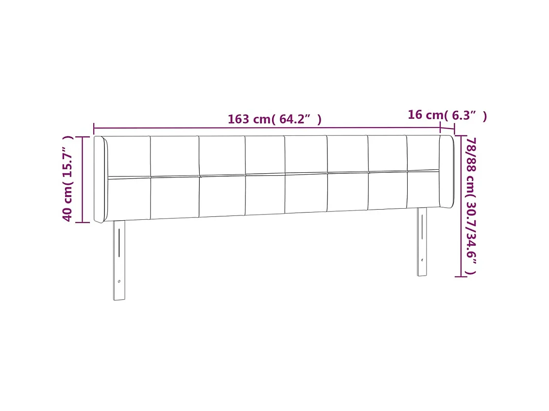 Tête de lit accessoire tissu grise 163 x 16 x 78 cm TDL0201347