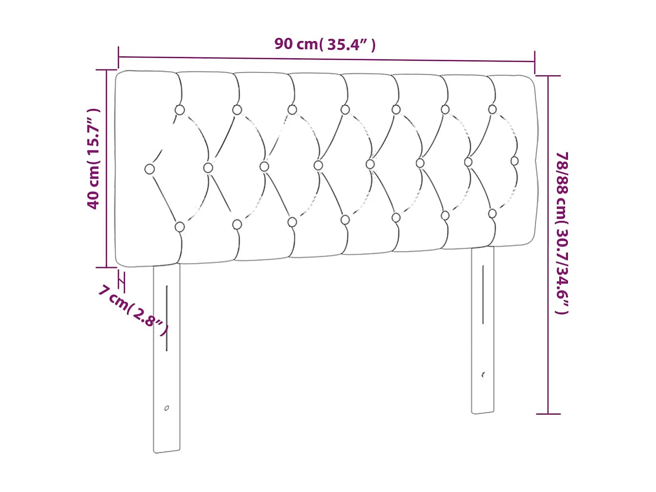 Tête de lit accessoire tissu noire 90 x 7 x 78 cm TDL0202069