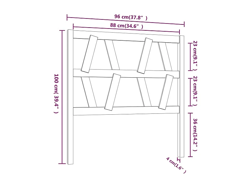 Tête de lit accessoire bois marron 96 x 4 x 100 cm TDL0203245