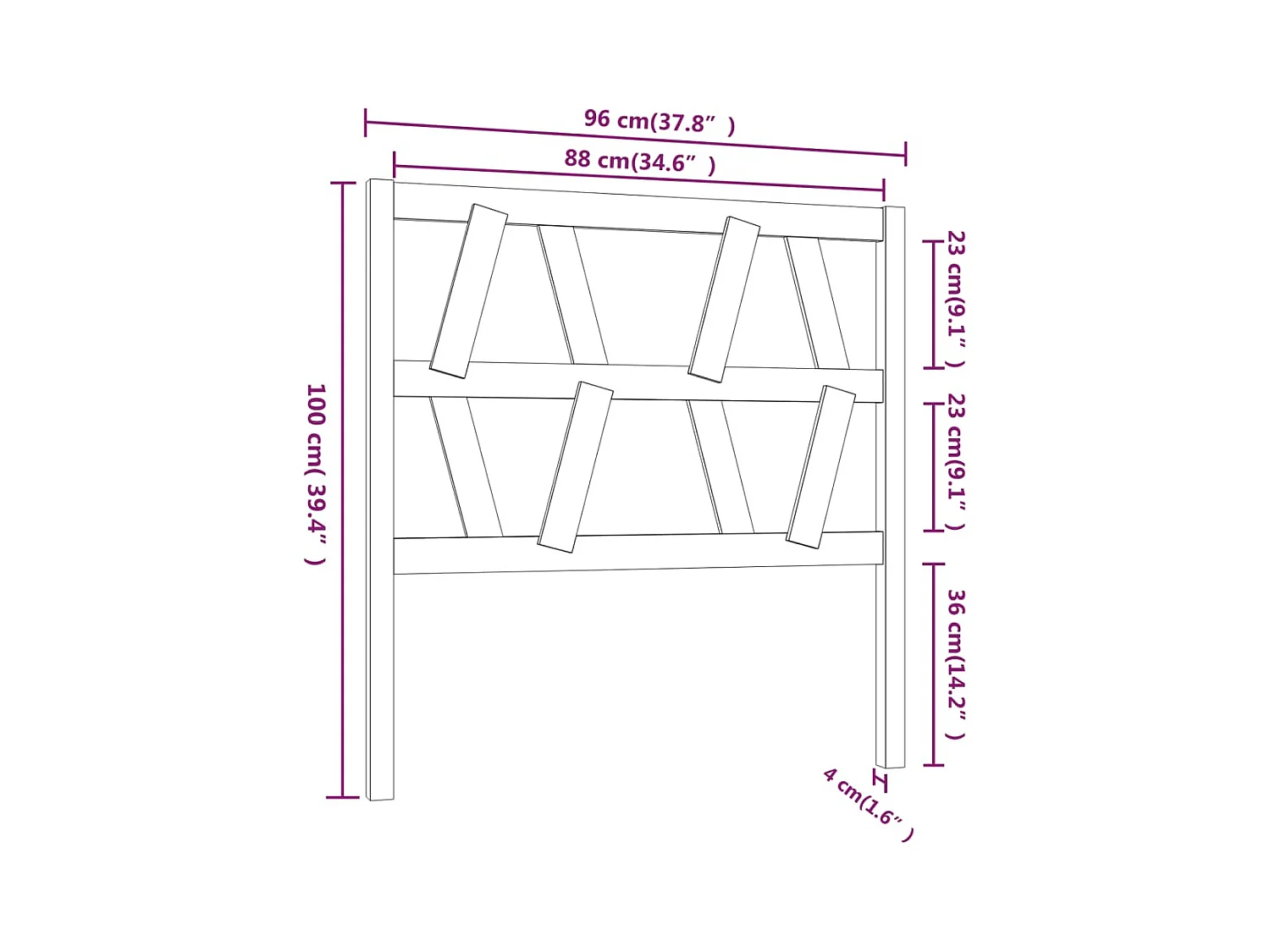 Tête de lit accessoire bois marron 96 x 4 x 100 cm TDL0203245