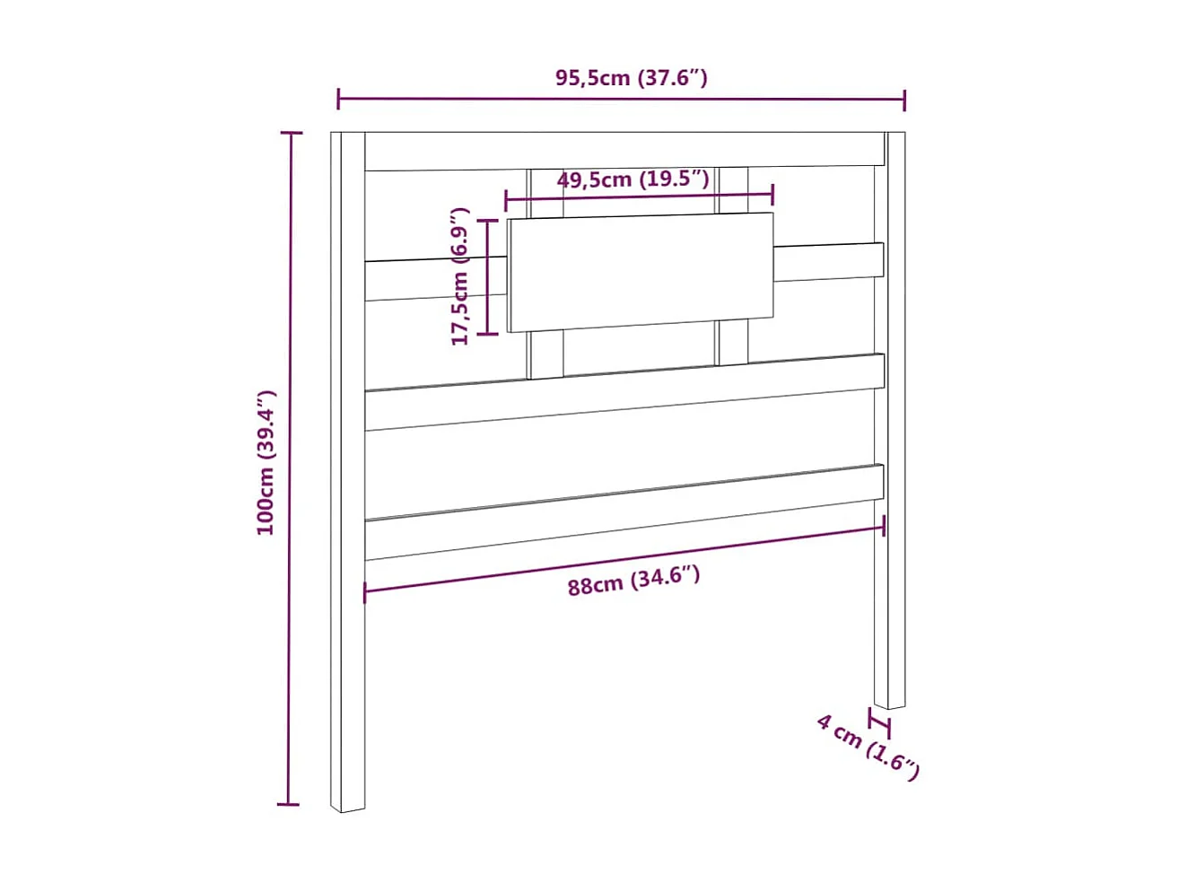 Tête de lit accessoire bois marron 95.5 x 4 x 100 cm TDL0203261