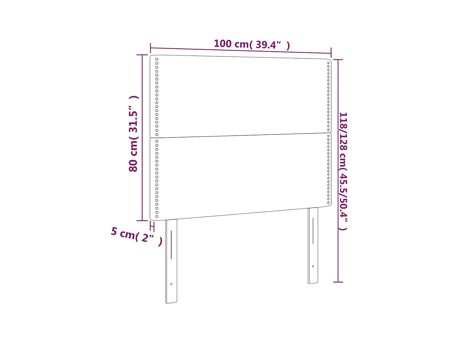 Tête de lit accessoire tissu grise 100 x 5 x 118 cm TDL0201456