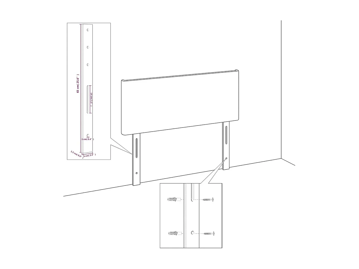 Tête de lit accessoire noire 90 x 5 x 78 cm TDL0202083