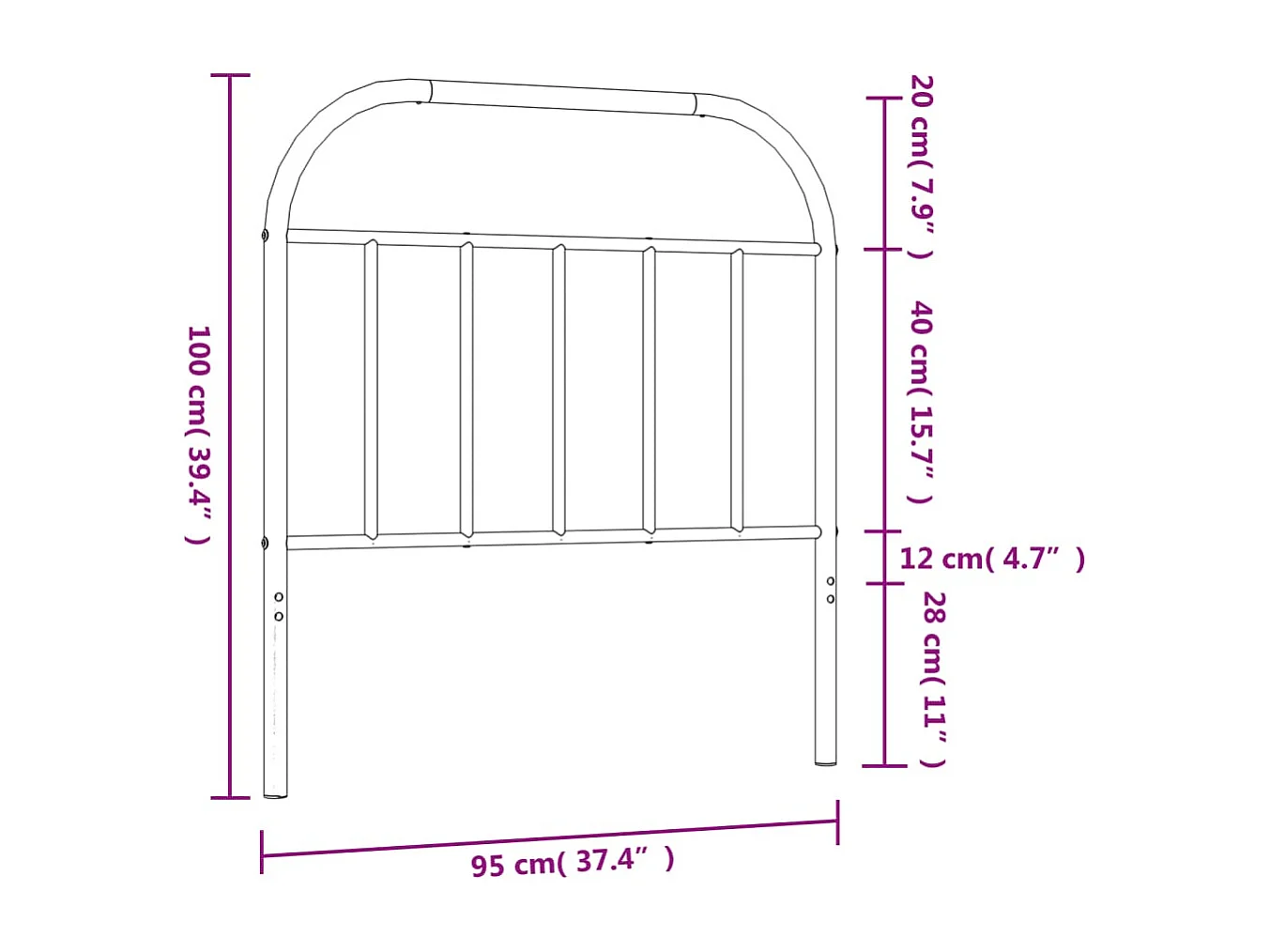 Tête de lit accessoire métal argentée 95 x 3 x 100 cm TDL0202402