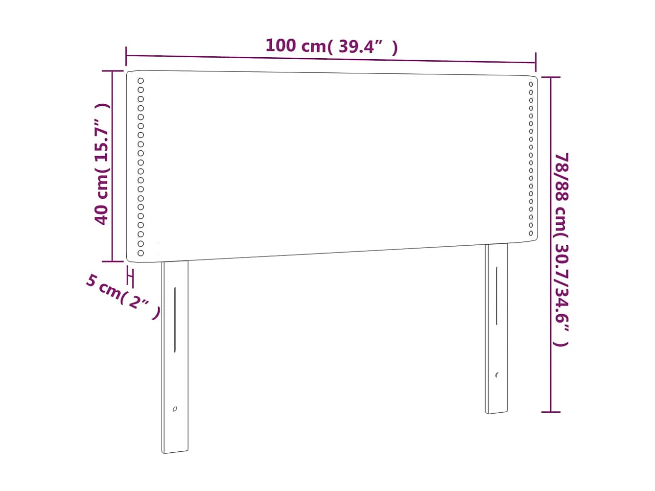 Tête de lit accessoire noire 100 x 5 x 78 cm TDL0200759