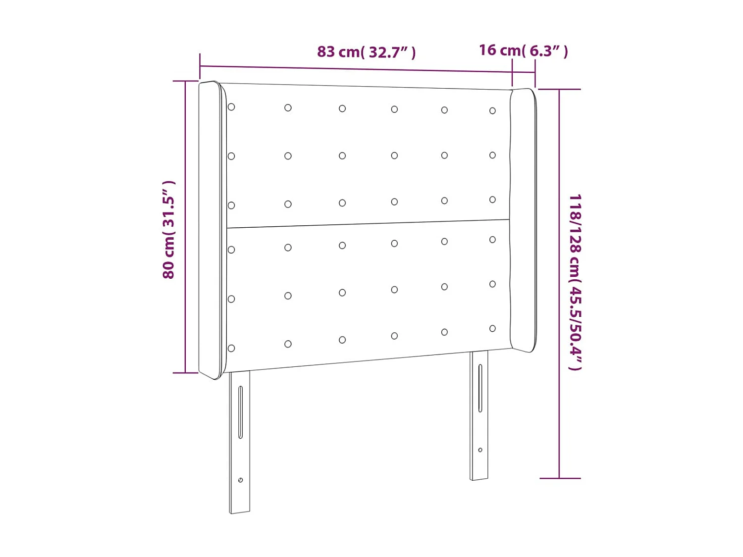 Tête de lit accessoire tissu grise 83 x 16 x 128 cm TDL0201261