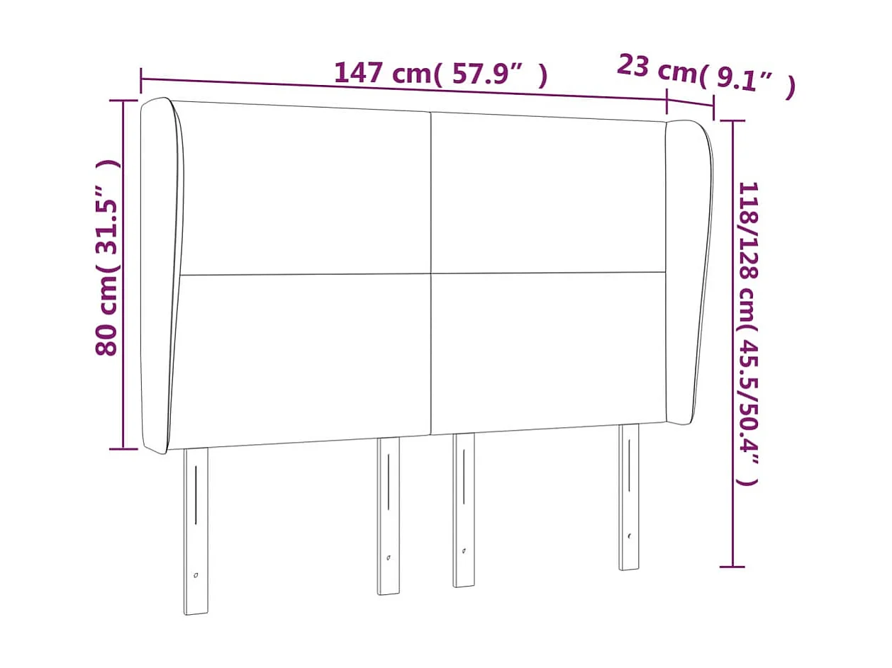 Tête de lit accessoire tissu grise 147 x 23 x 128 cm TDL0205003