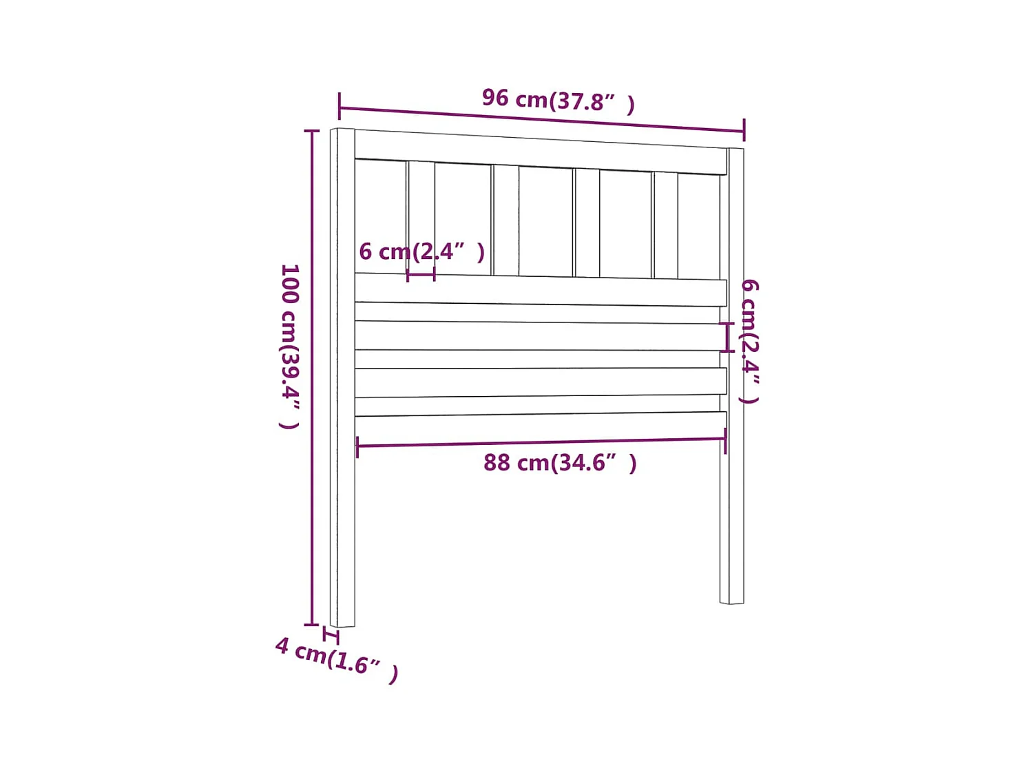 Tête de lit accessoire bois marron 96 x 4 x 100 cm TDL0205875