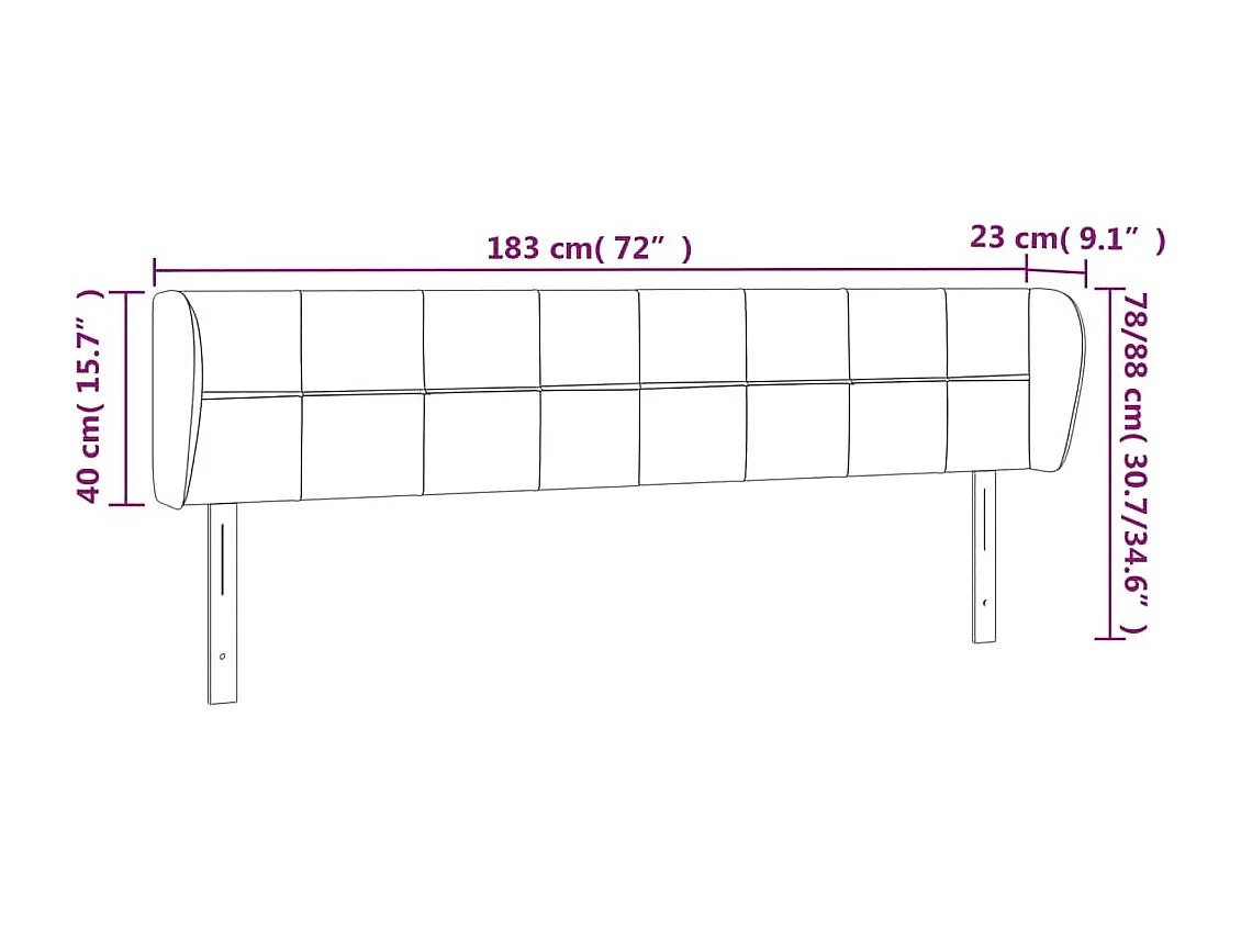 Tête de lit accessoire tissu grise 183 x 23 x 88 cm TDL0205197
