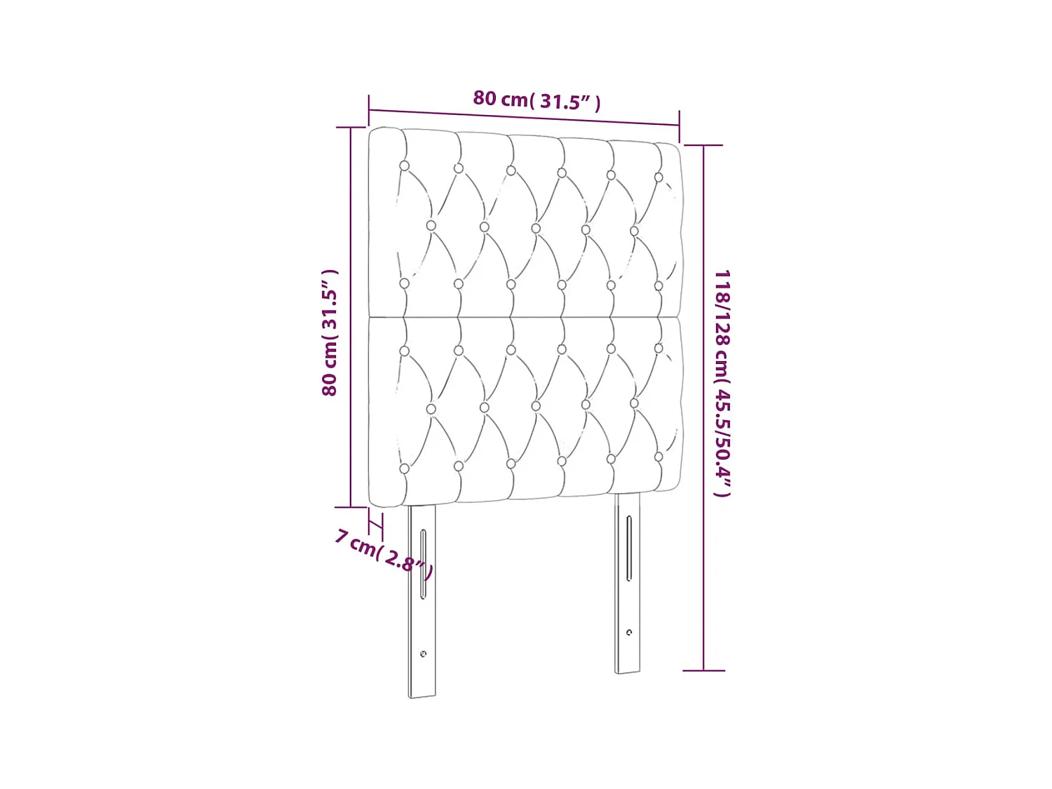 Tête de lit accessoire tissu grise 80 x 7 x 118 cm TDL0201029