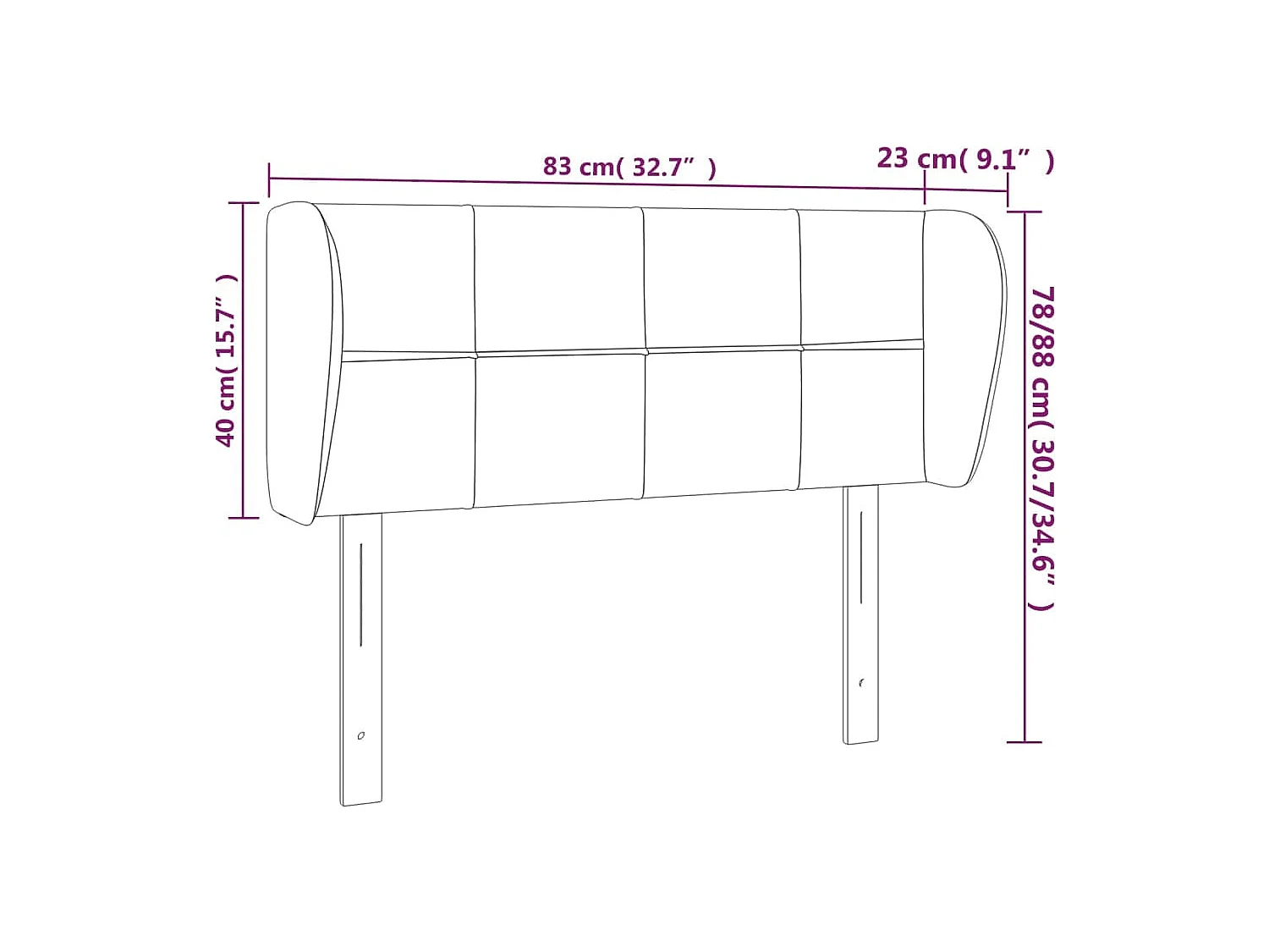 Tête de lit accessoire tissu grise 83 x 23 x 88 cm TDL0204878