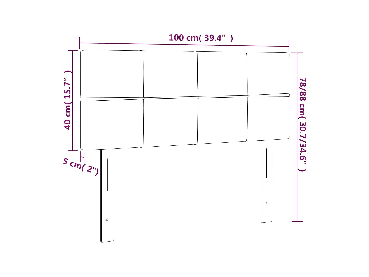 Tête de lit accessoire tissu grise 100 x 5 x 88 cm TDL0203235