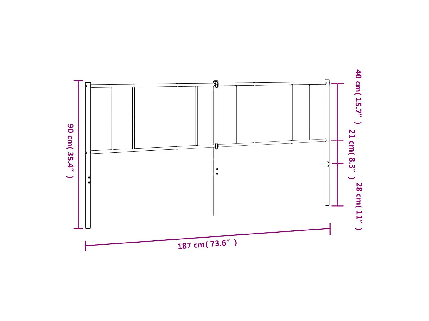 Tête de lit accessoire métal argentée 187 x 3 x 90 cm TDL0202422