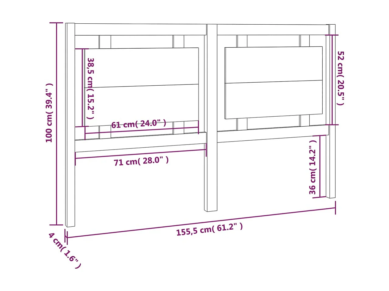Tête de lit accessoire bois marron 155.5 x 4 x 100 cm TDL0206671