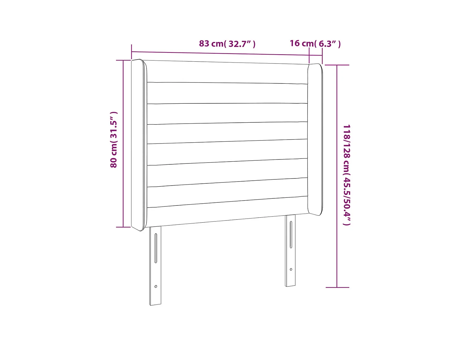 Tête de lit accessoire tissu grise 83 x 16 x 118 cm TDL0201026