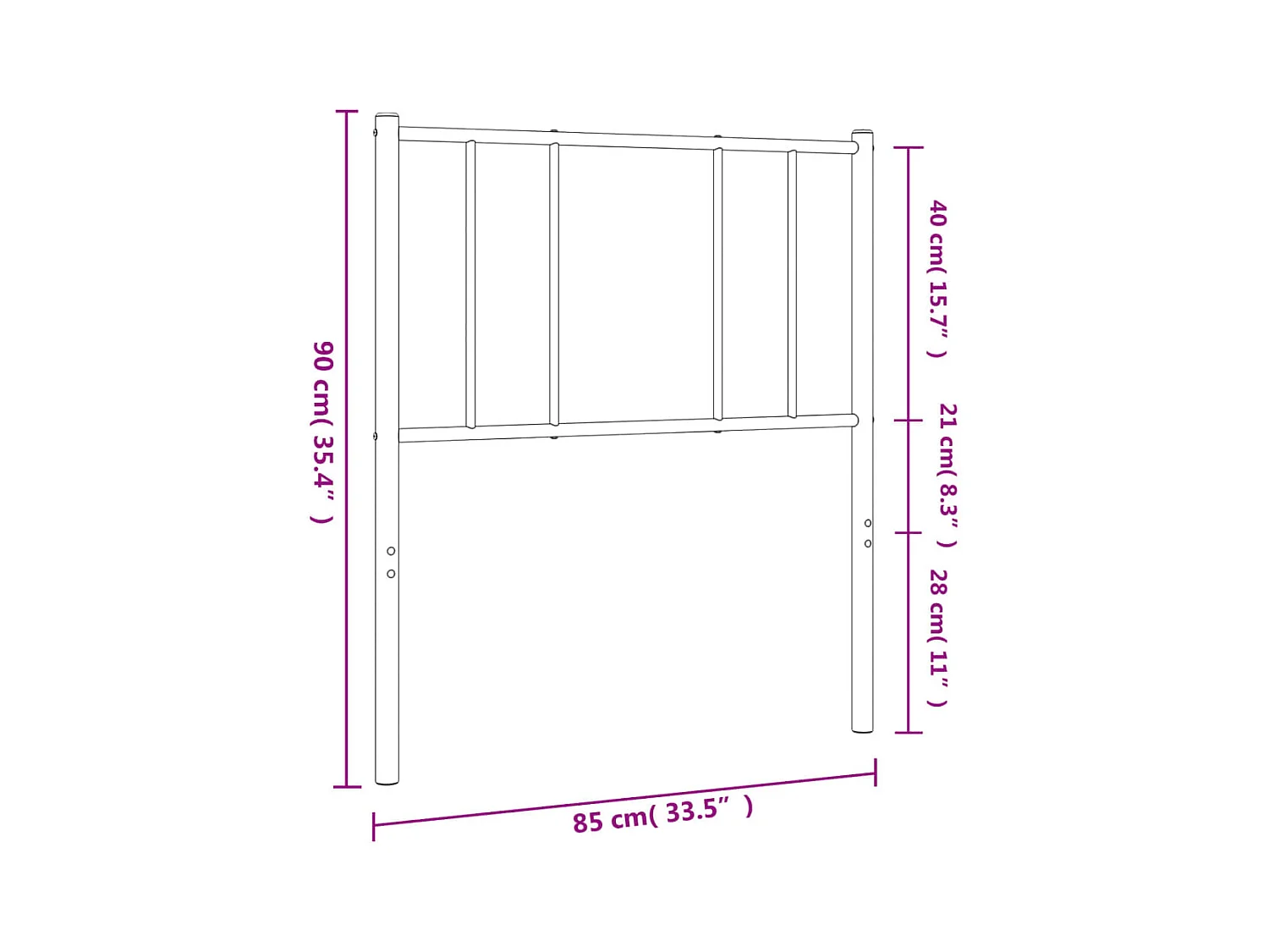 Tête de lit accessoire métal argentée 85 x 3 x 90 cm TDL0202407