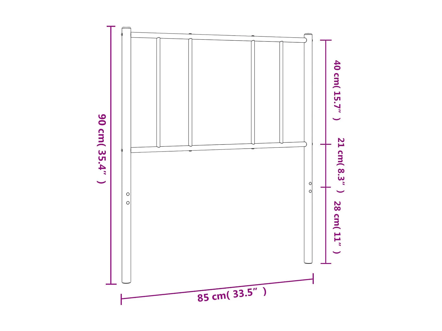 Tête de lit accessoire métal argentée 85 x 3 x 90 cm TDL0202407