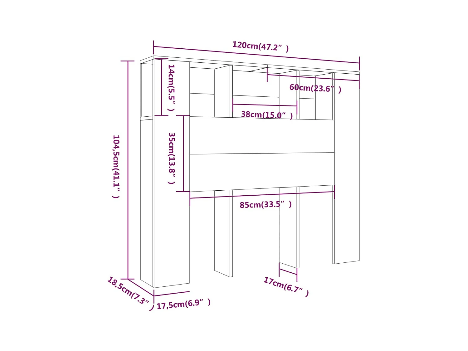 Tête de lit avec effet bois blanche 120 x 18.5 x 104.5 cm TDL0200110