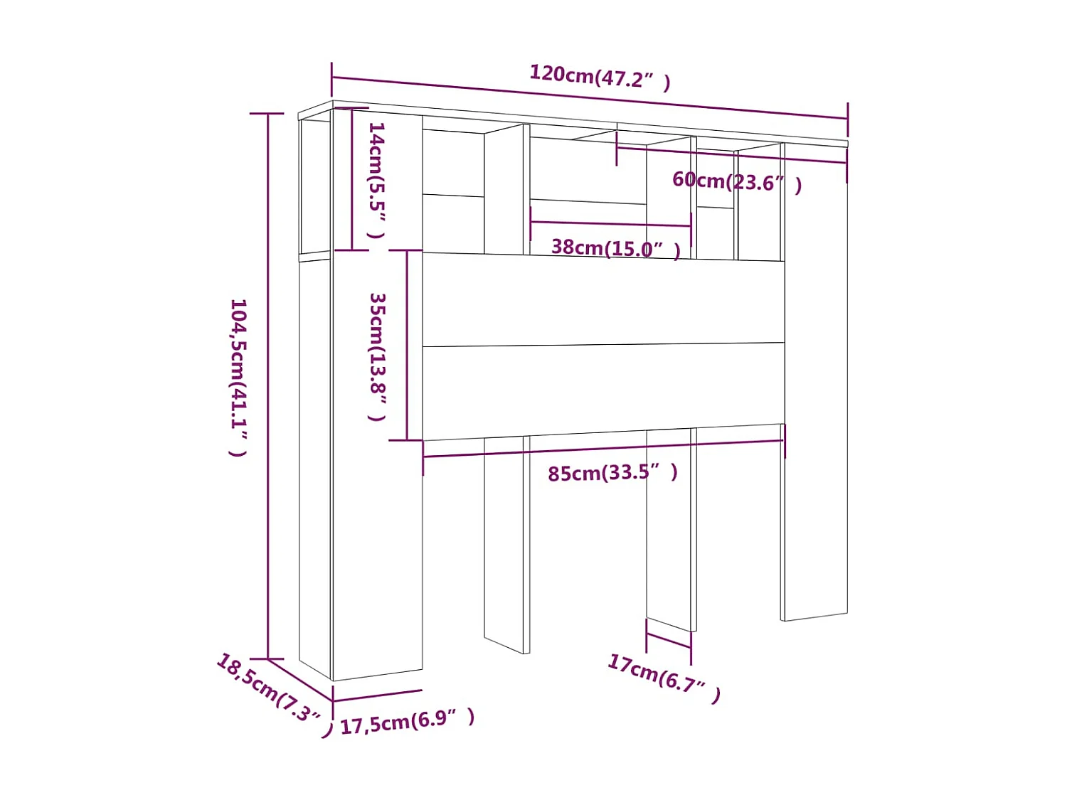 Tête de lit avec effet bois blanche 120 x 18.5 x 104.5 cm TDL0200110