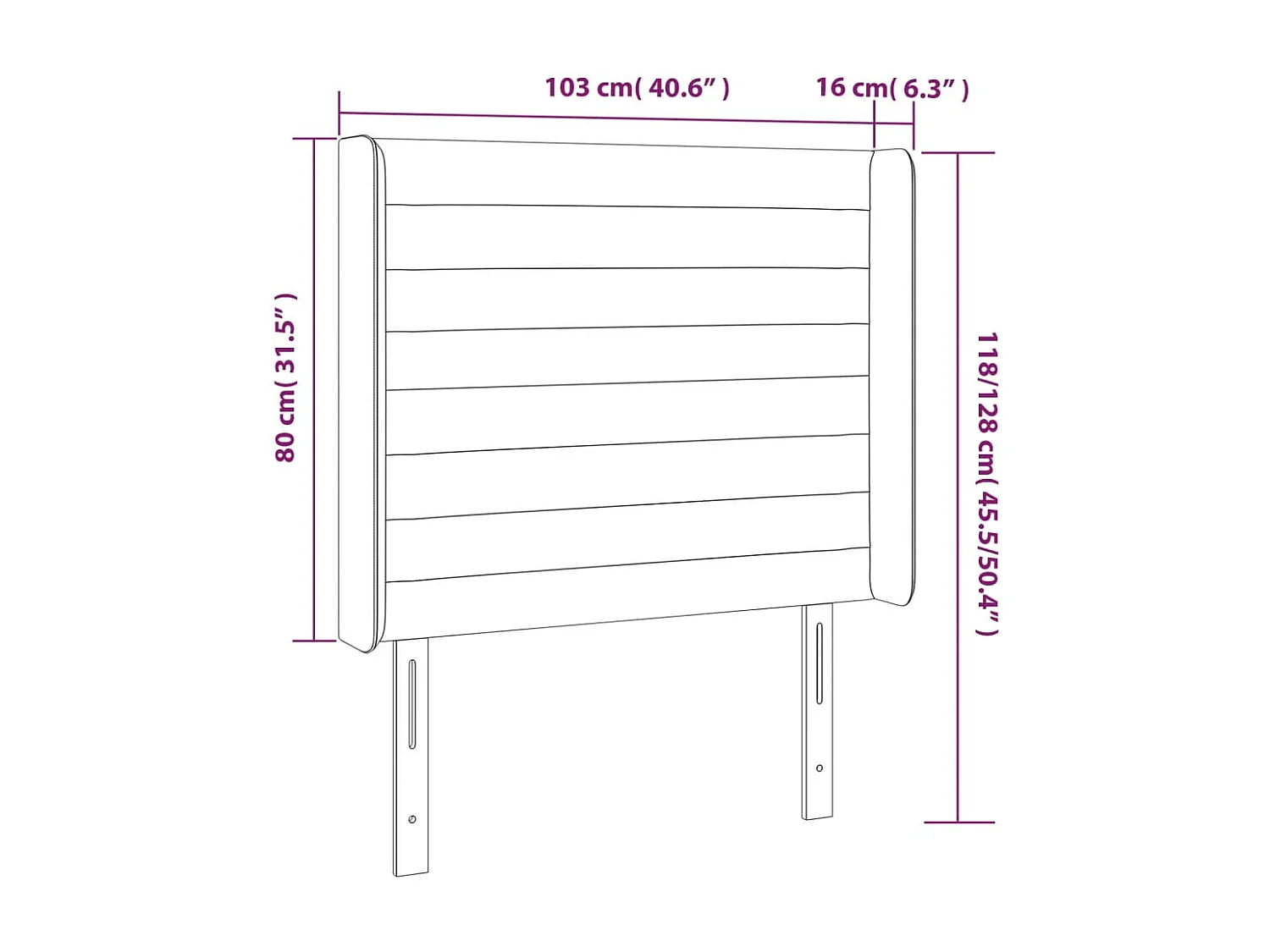 Tête de lit accessoire tissu grise 103 x 16 x 118 cm TDL0201429