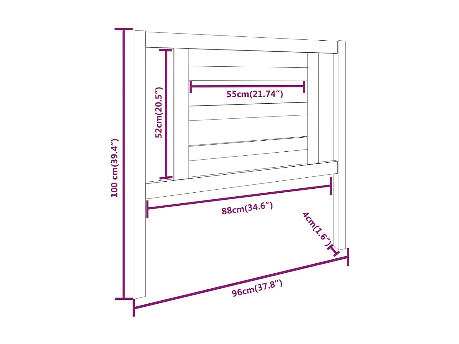 Tête de lit accessoire bois marron 96 x 4 x 100 cm TDL0205876