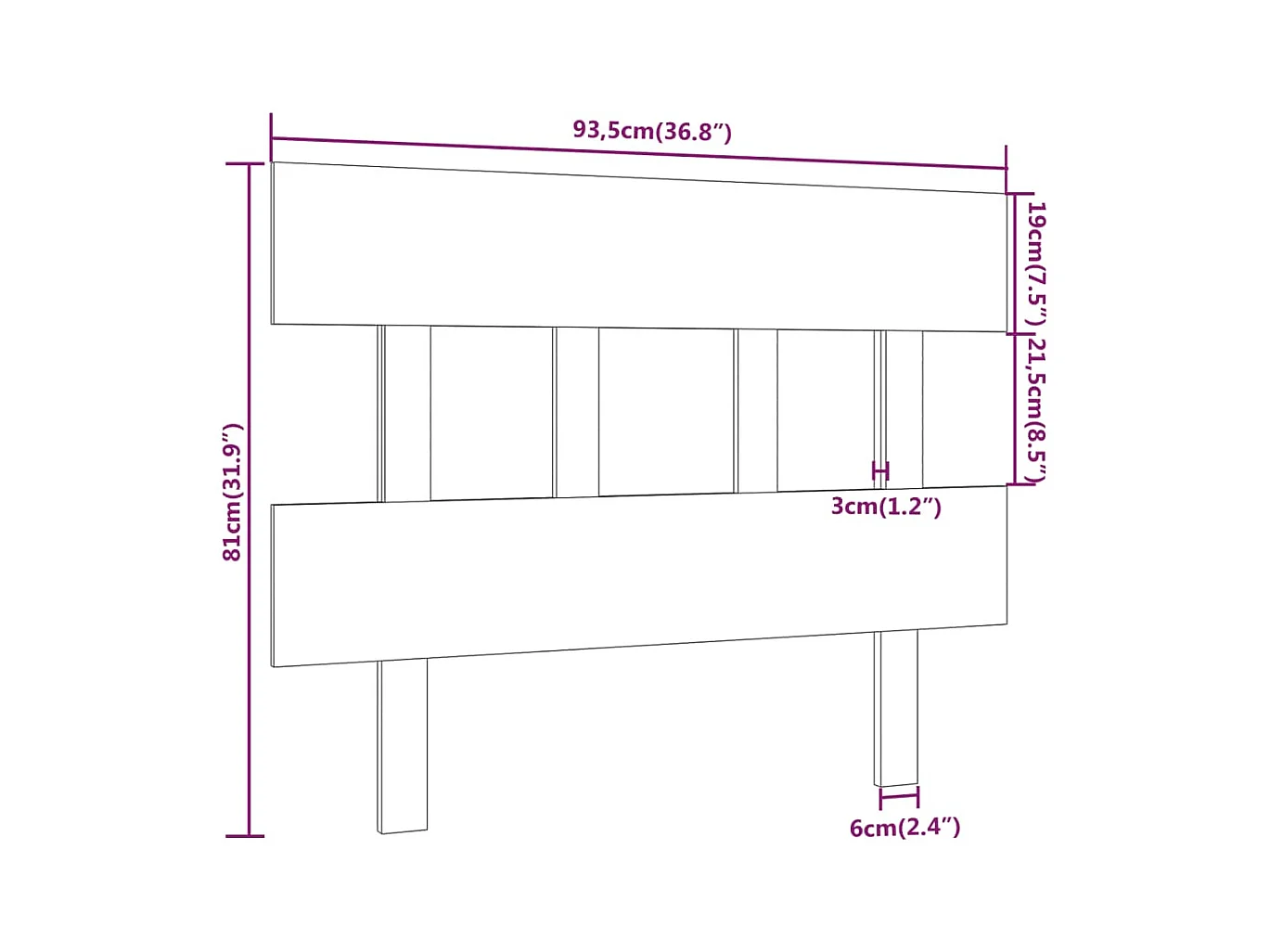 Tête de lit accessoire bois marron 93.5 x 3 x 81 cm TDL0202828