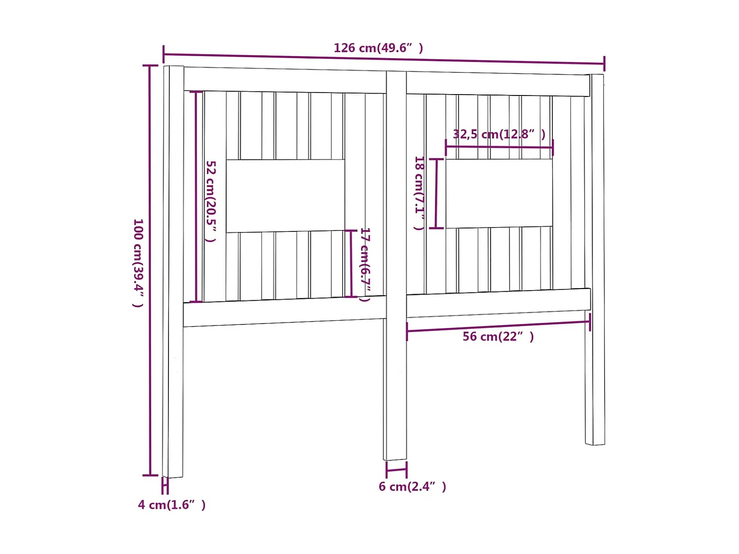 Tête de lit accessoire bois blanche 126 x 4 x 100 cm TDL0203909