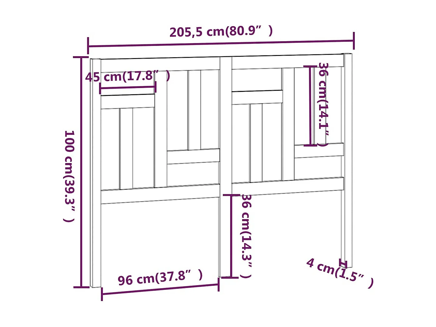 Tête de lit accessoire bois marron 205.5 x 4 x 100 cm TDL0202157