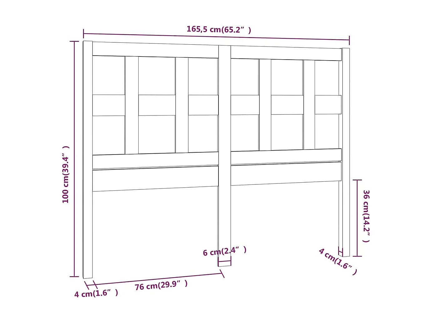 Tête de lit accessoire bois marron 165.5 x 4 x 100 cm TDL0206639