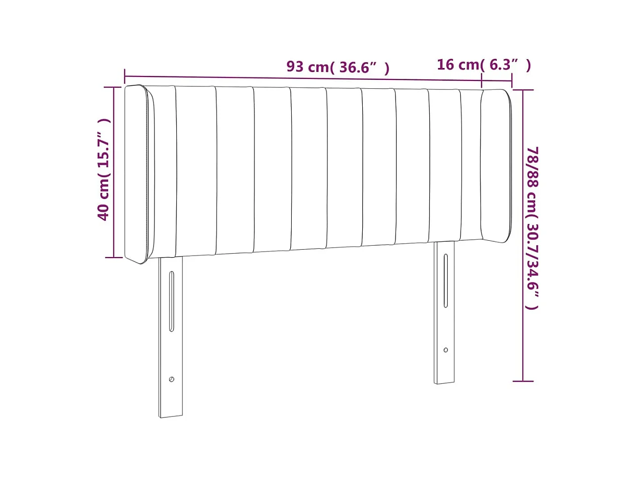 Tête de lit accessoire tissu marron 93 x 16 x 78 cm TDL0200769