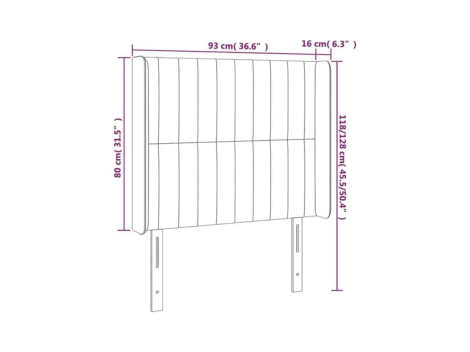 Tête de lit accessoire tissu grise 93 x 16 x 118 cm TDL0201228