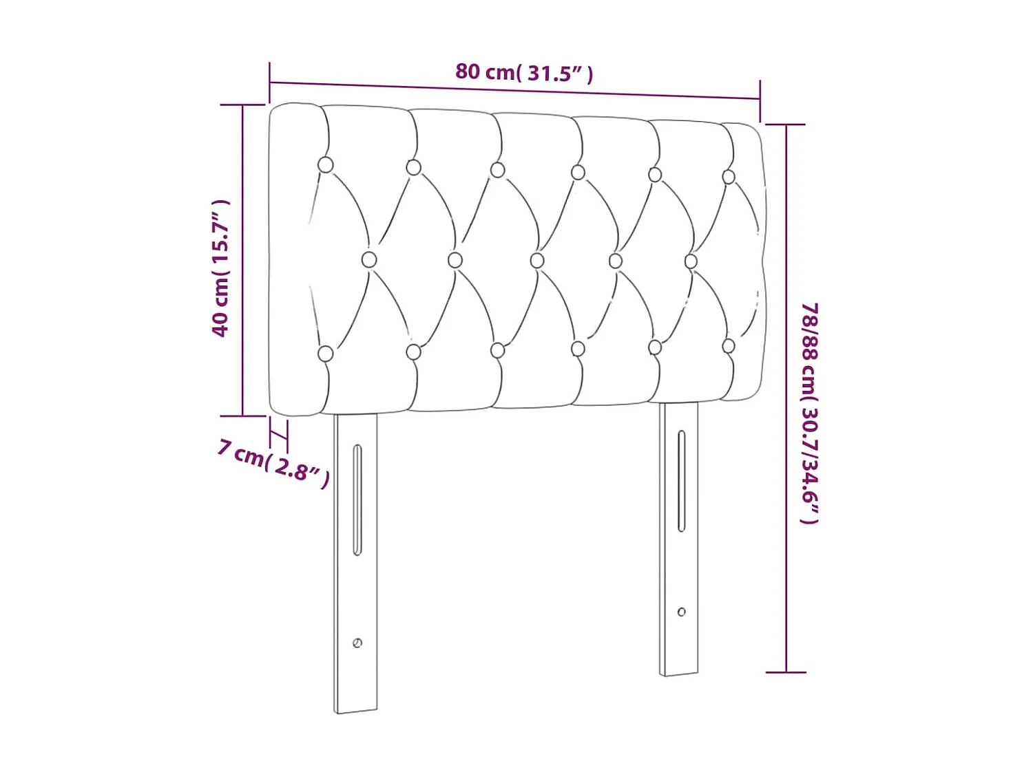 Tête de lit accessoire tissu grise 80 x 7 x 78 cm TDL0201027