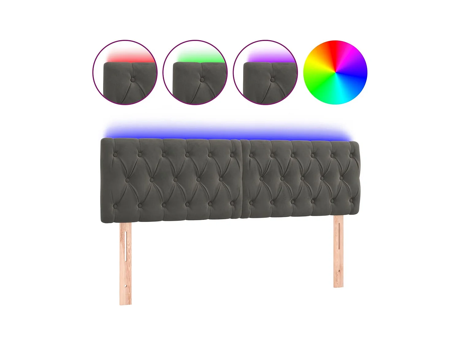 Tête de lit accessoire tissu grise 144 x 7 x 88 cm TDL0201143
