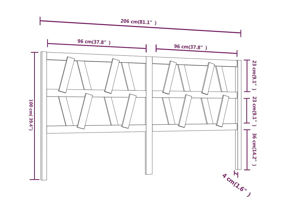 Tête de lit accessoire bois blanche 206 x 4 x 100 cm TDL0203719