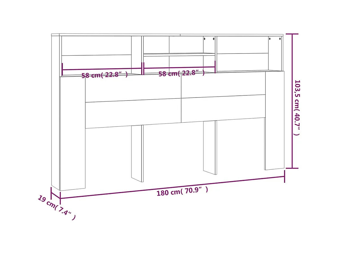 Tête de lit avec effet bois marron 180 x 19 x 103.5 cm TDL0200059