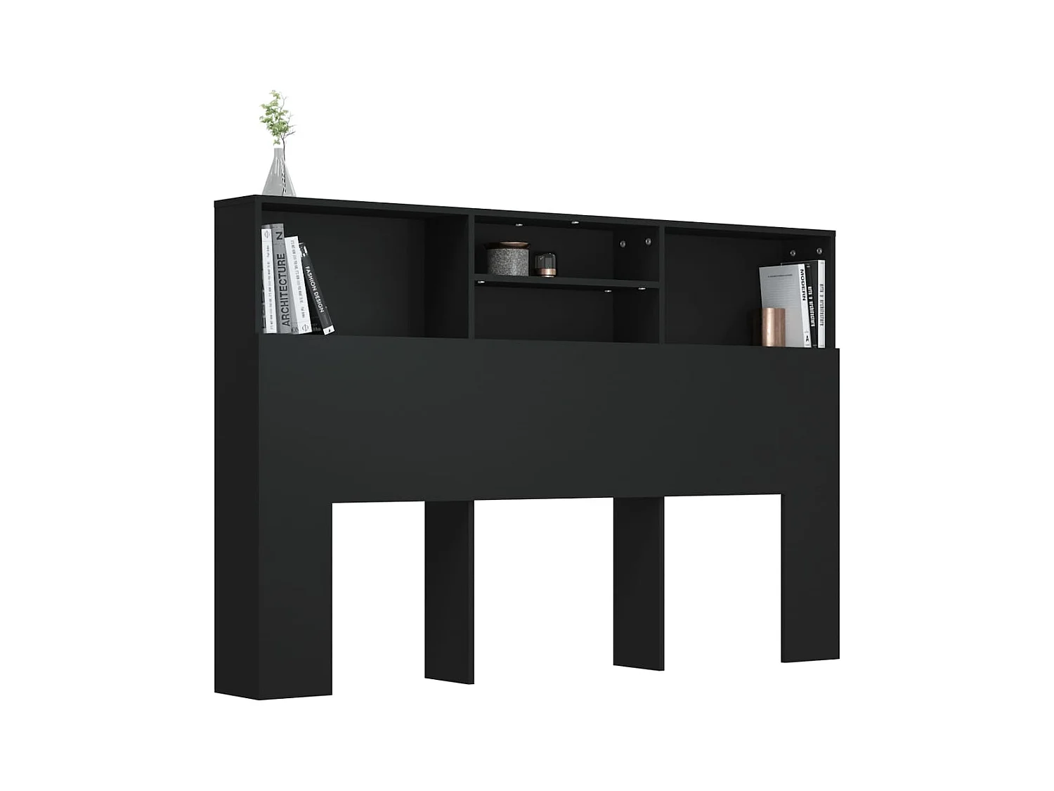 Tête de lit avec effet bois noire 160 x 19 x 103.5 cm TDL0200021