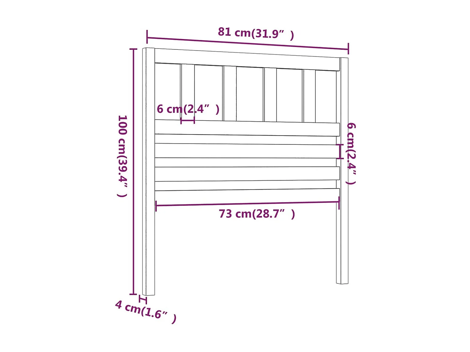 Tête de lit accessoire bois marron 81 x 4 x 100 cm TDL0205906