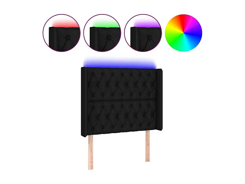 Tête de lit accessoire tissu noire 93 x 16 x 118 cm TDL0200522