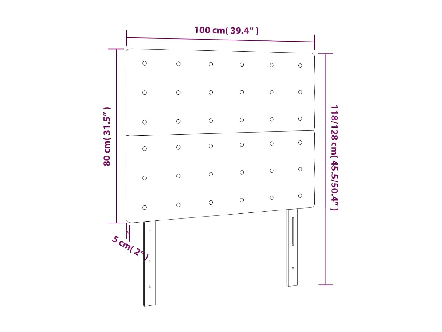 Tête de lit accessoire tissu grise 100 x 5 x 128 cm TDL0201462