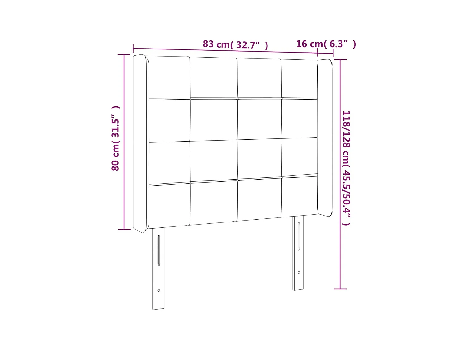 Tête de lit accessoire tissu grise 83 x 16 x 118 cm TDL0201258