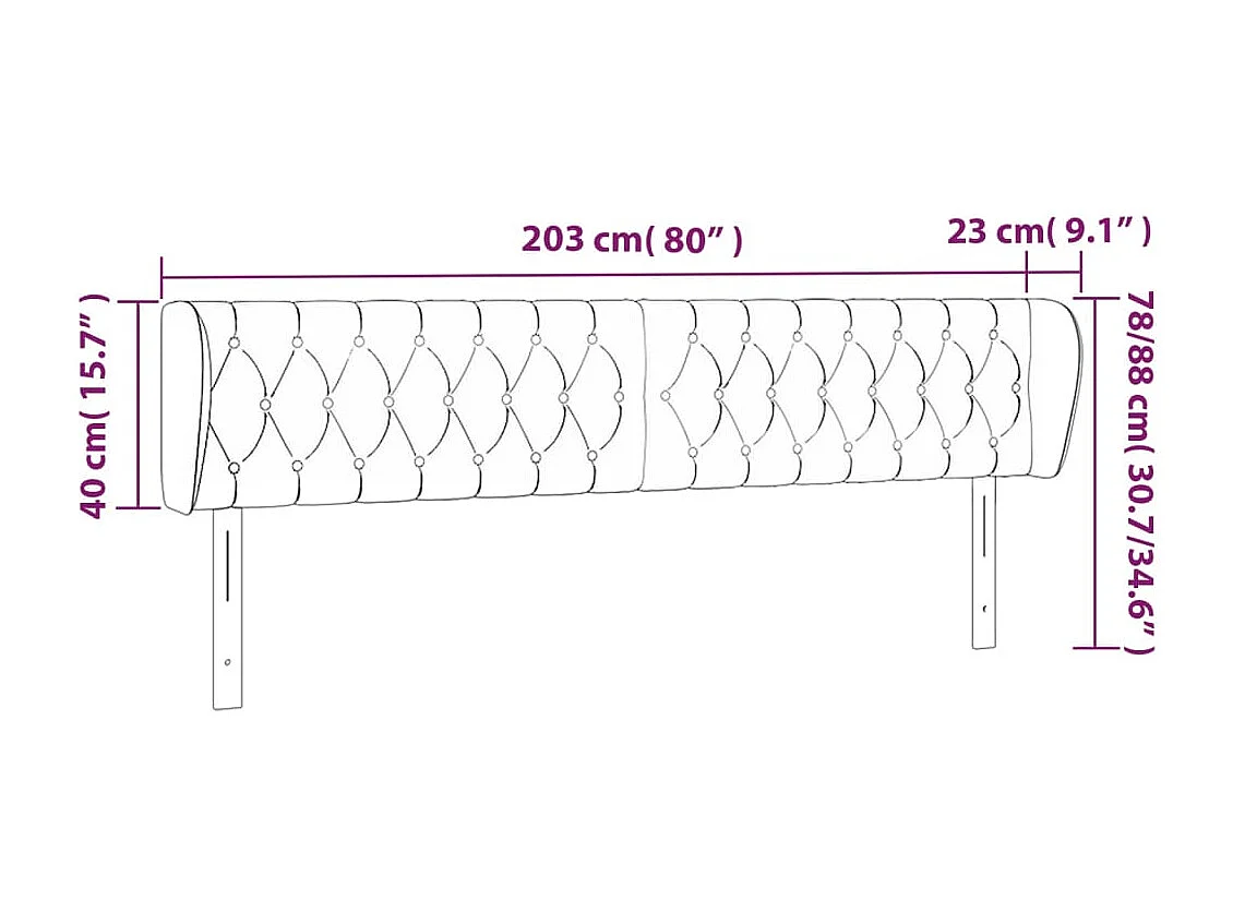 Tête de lit accessoire tissu grise 203 x 23 x 88 cm TDL0205150