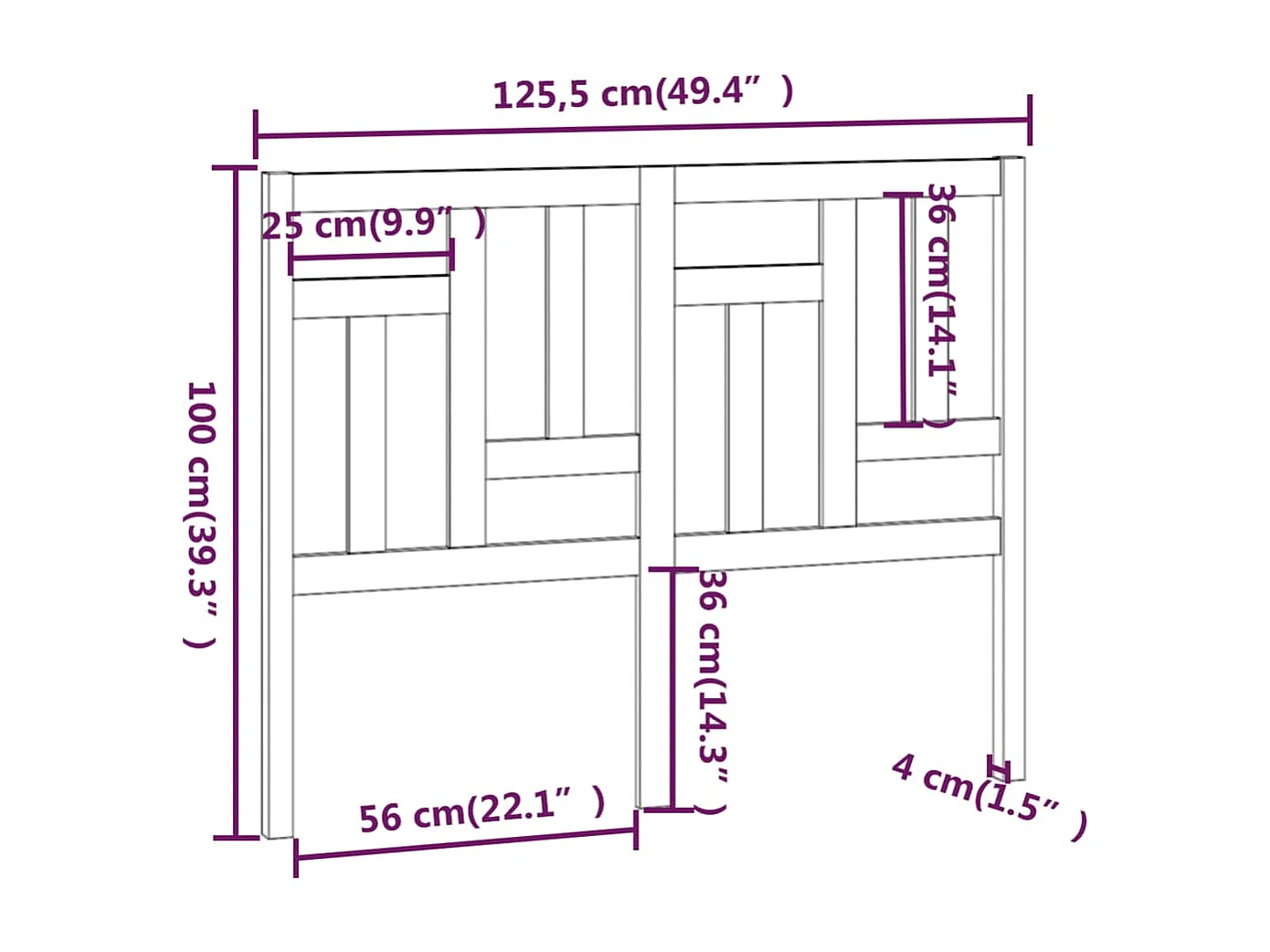 Tête de lit accessoire bois blanche 125.5 x 4 x 100 cm TDL0203929