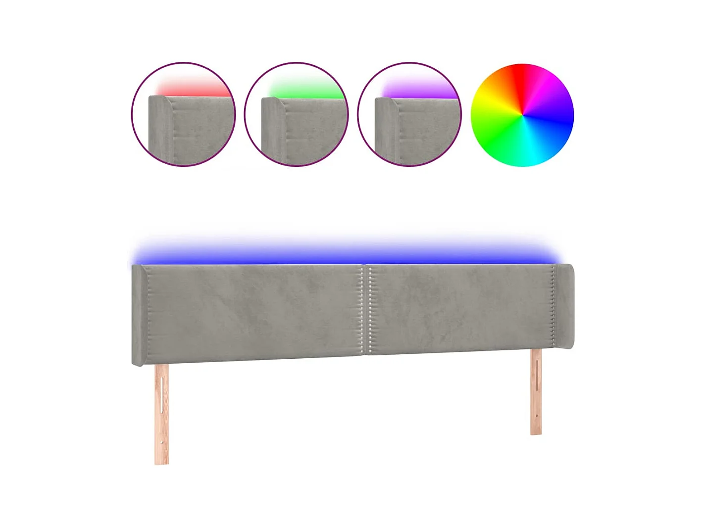 Tête de lit accessoire tissu grise 183 x 16 x 78 cm TDL0201330