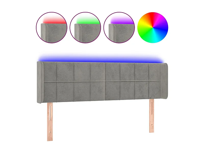 Tête de lit accessoire tissu grise 147 x 16 x 78 cm TDL0201372