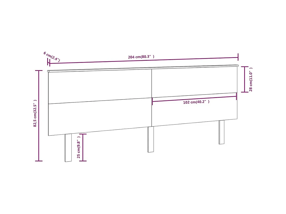 Tête de lit accessoire bois marron 204 x 6 x 82.5 cm TDL0202162
