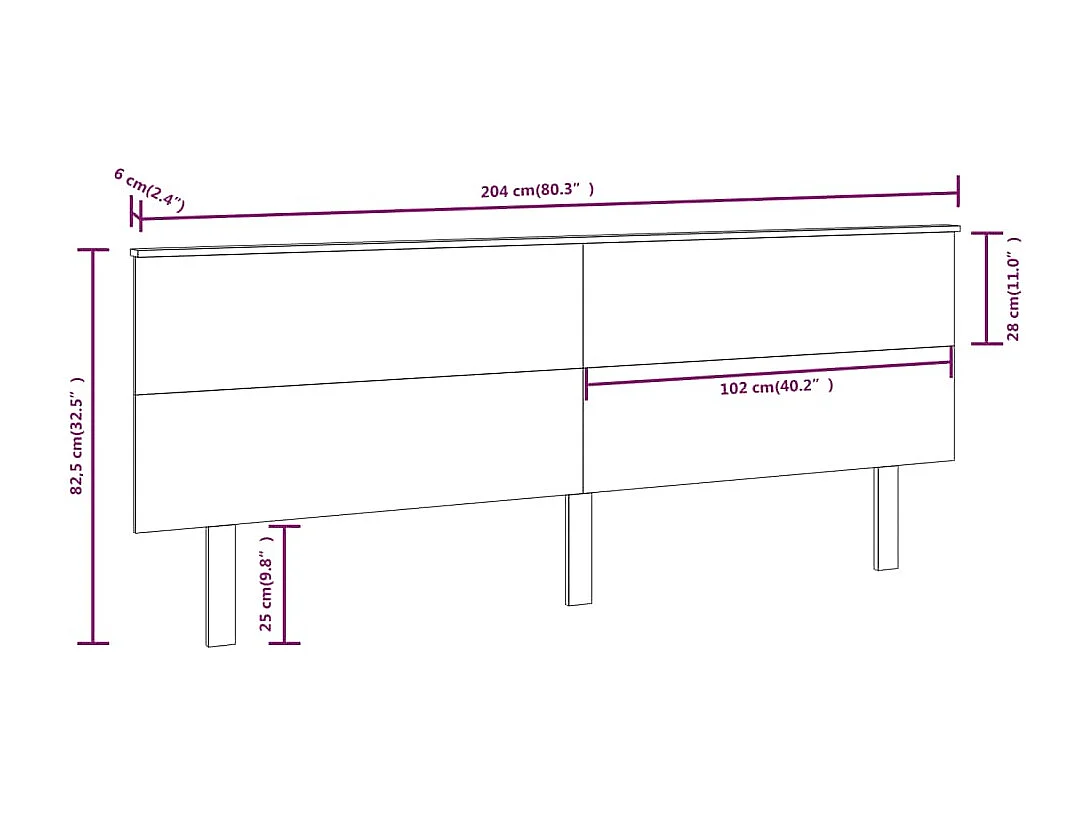 Tête de lit accessoire bois marron 204 x 6 x 82.5 cm TDL0202162