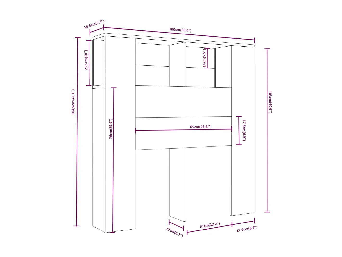 Tête de lit avec effet bois grise 100 x 18.5 x 104.5 cm TDL0200014