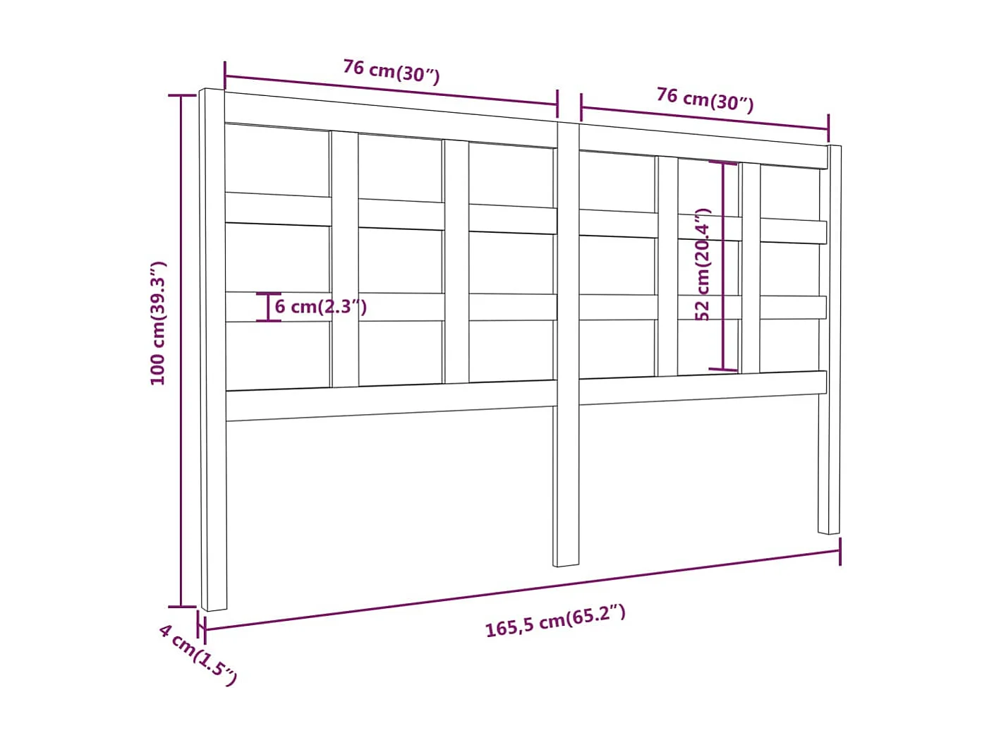 Tête de lit accessoire bois blanche 165.5 x 4 x 100 cm TDL0203804
