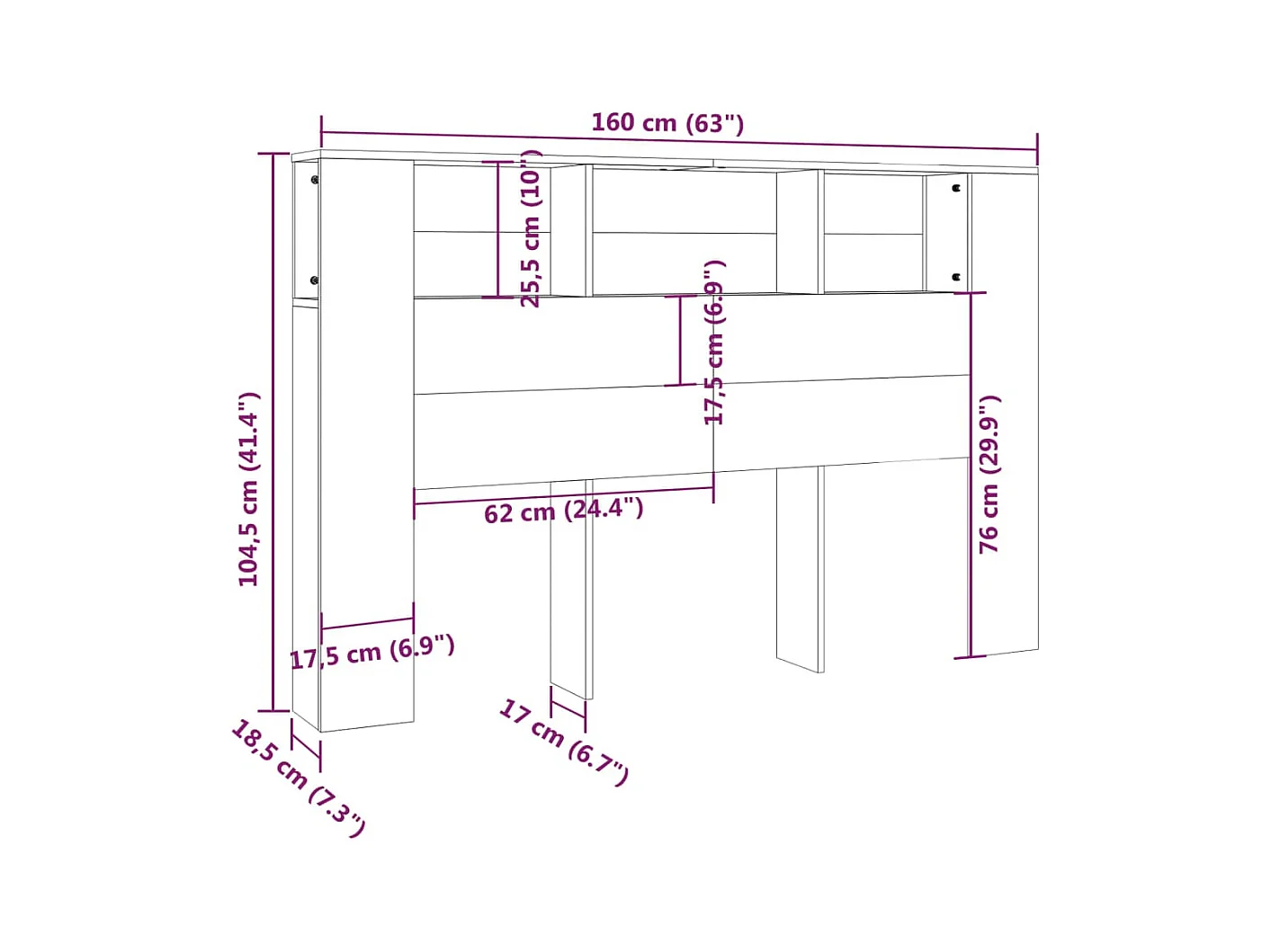 Tête de lit avec effet bois blanche 160 x 18.5 x 104.5 cm TDL0200092