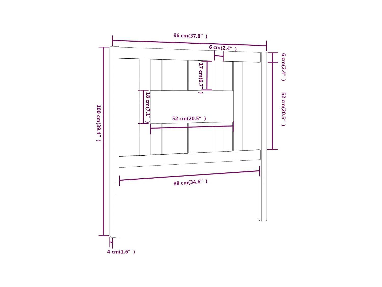 Tête de lit accessoire bois marron 96 x 4 x 100 cm TDL0205877